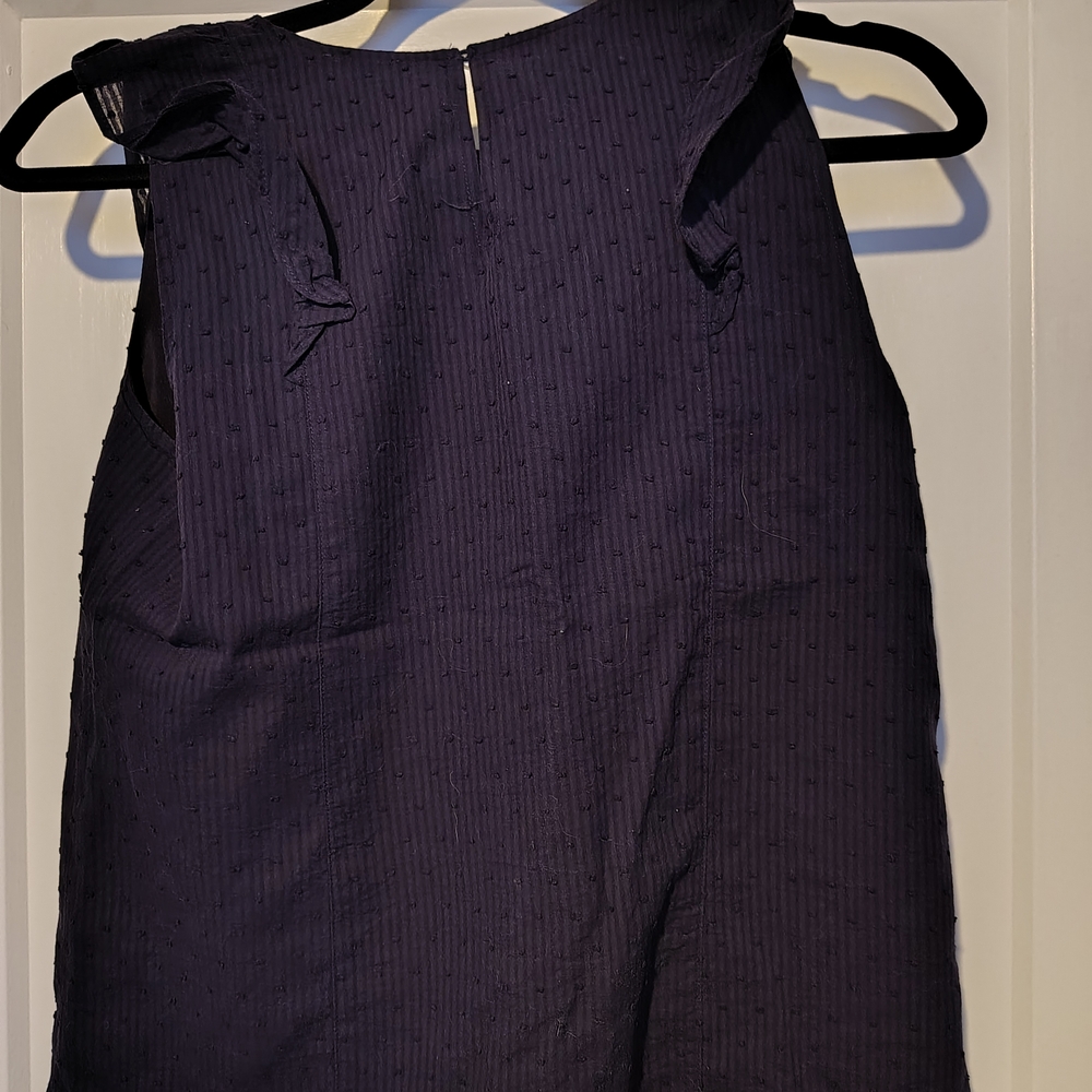 JCrew Women's Navy Ruffle Top - Picture 3 of 5
